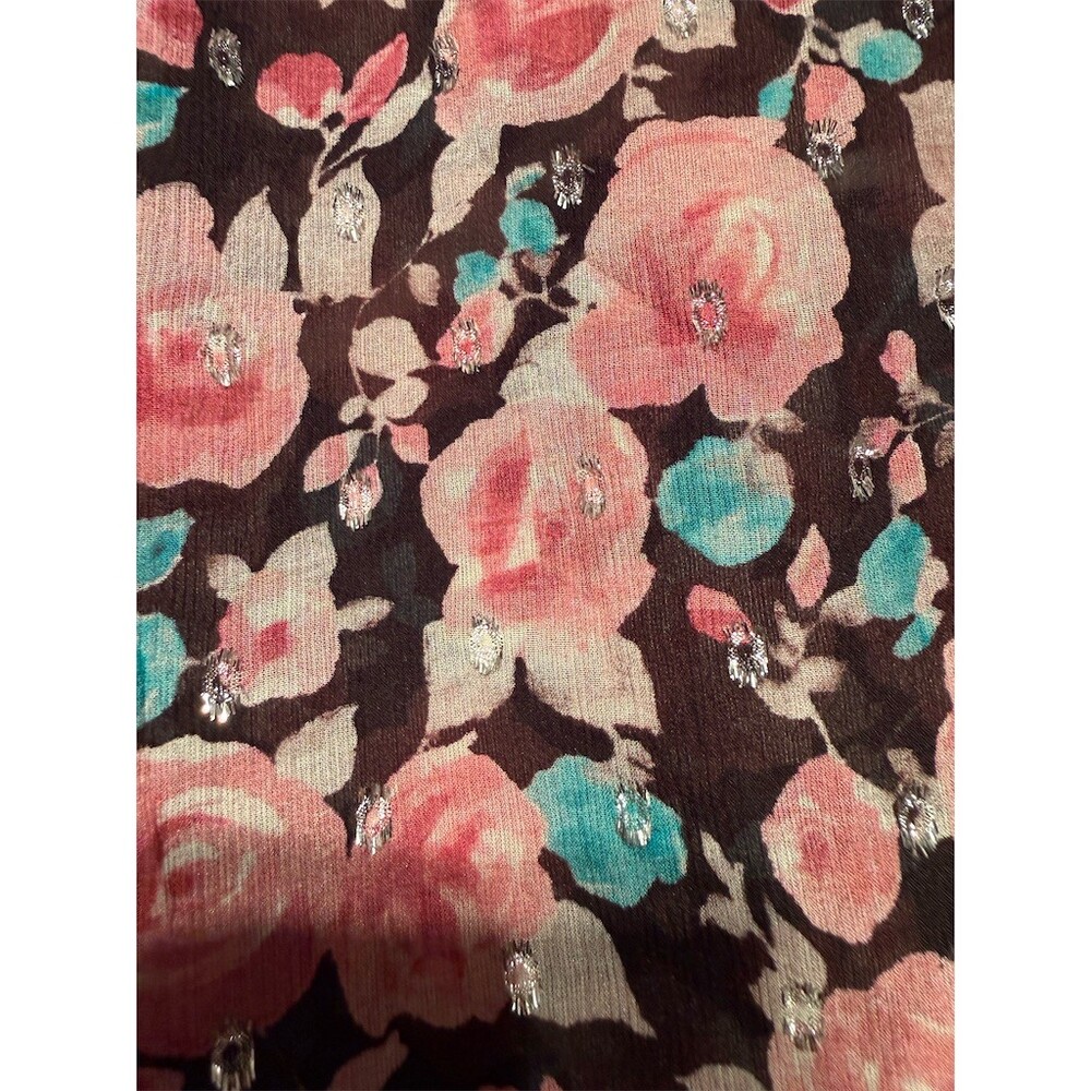 The Kooples Silk Skirt Womens Size S Black Floral Gemstone Asymmetrical Midi - Picture 4 of 7